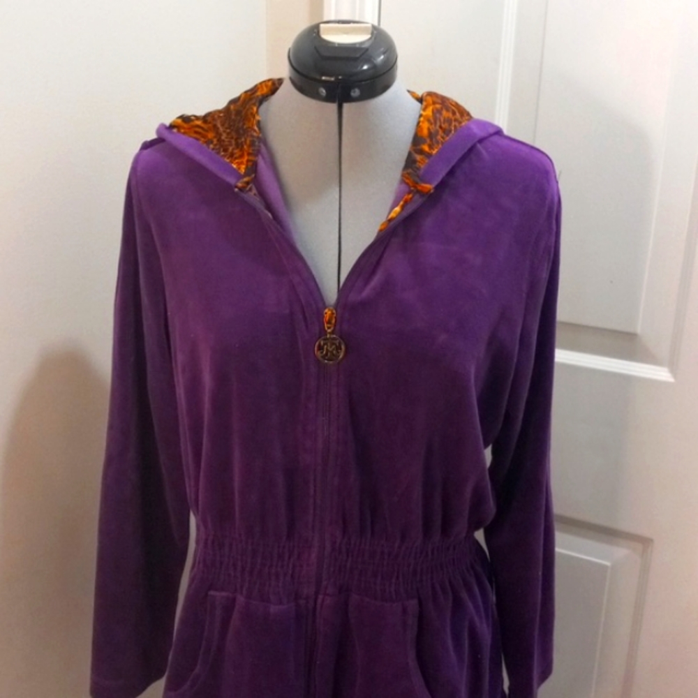 Miss Tina Purple Velvet Jacket Gathered Waist, Size XL